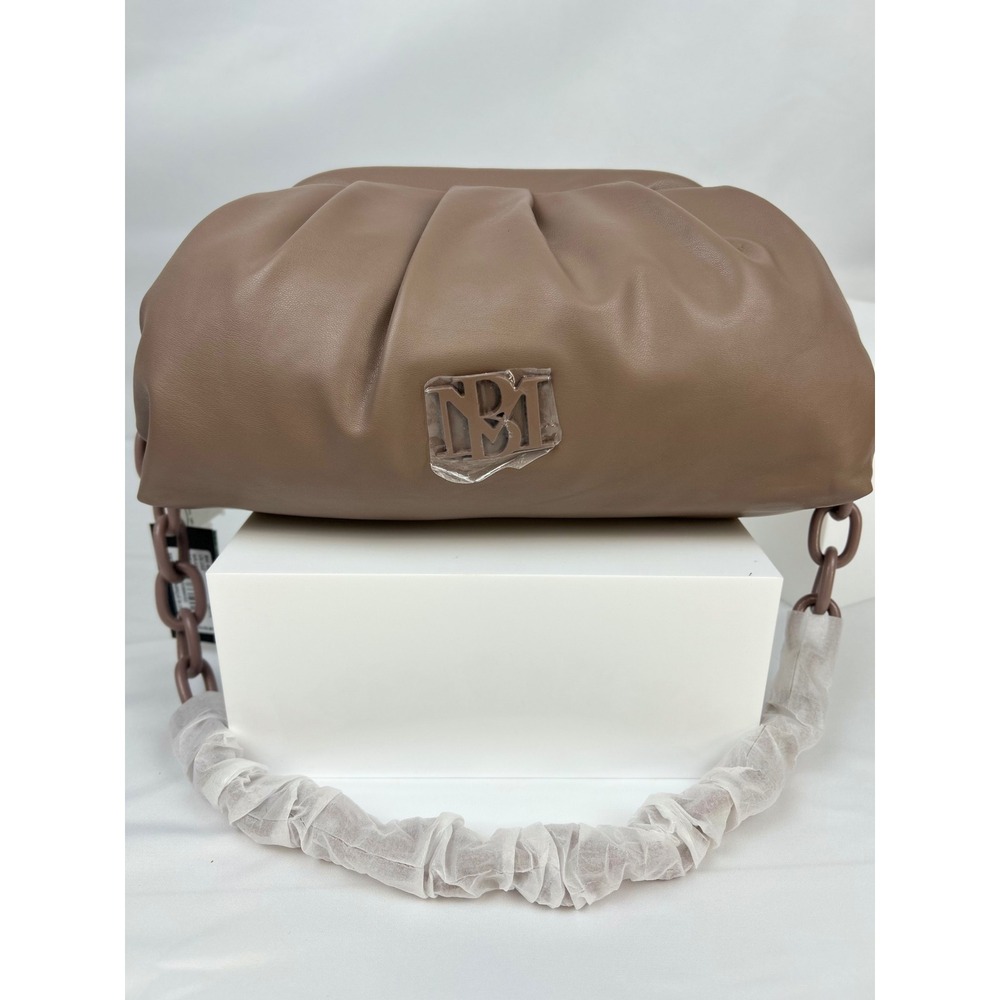 Badgley Mischka Taupe Wrapped Frame Clutch‎ Bag Chain Strap Elegant